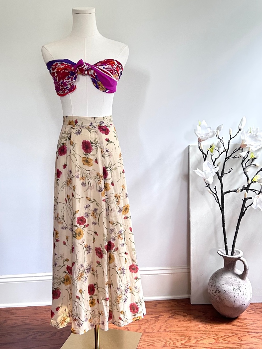 Vintage Lizsport Floral Maxi Skirt 4 Romantic Cottagecore Prairie Garden Party